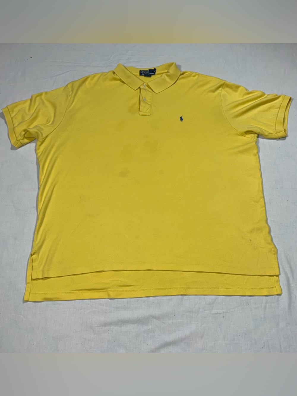 Polo Ralph Lauren Men’s Short Sleeve Cotton Mesh Polo Shirt Yellow Blue Pony B53